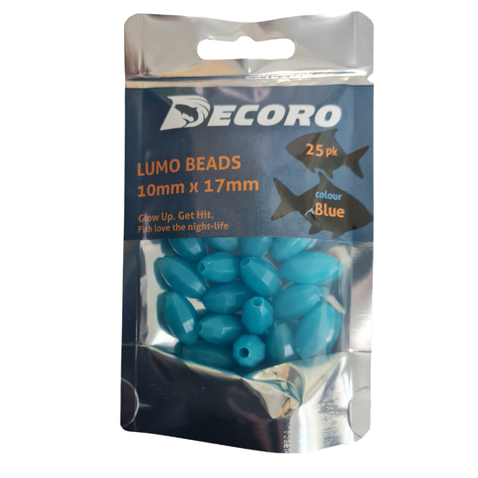 Lumo Bead 10mm x 17mm ID=2.8mm Blue 25pk