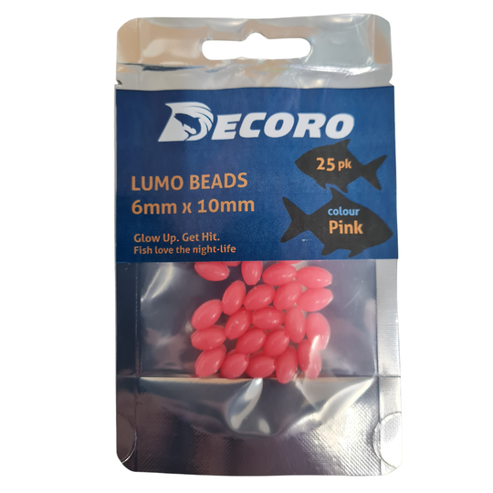 Lumo Bead 6mm x 10mm Pink 25pk