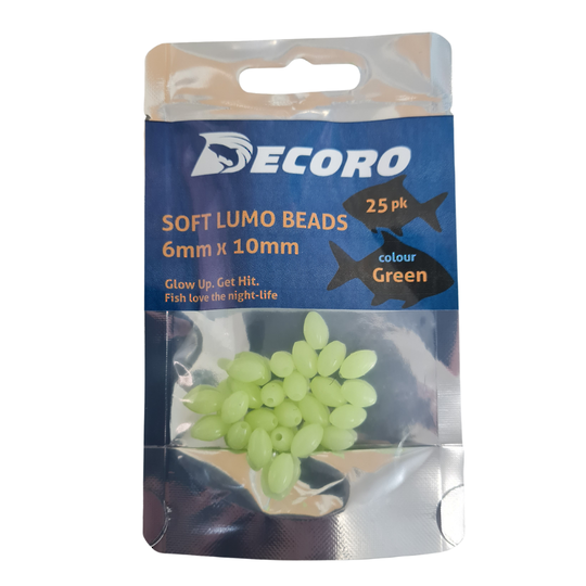 Lumo Bead Soft 6mm x 10mm Green 25pk