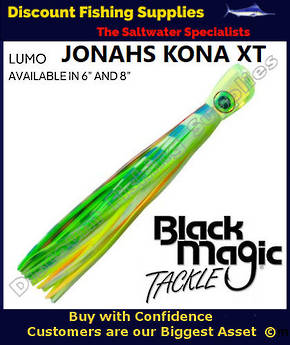 Black Magic Jonahs Kona XT Lure 8" Lumo - Rigged