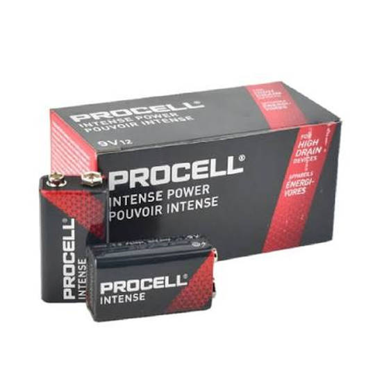 Procell Intense Industrial 9V Alkaline Battery 12 Pack