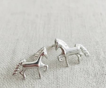 Sterling Silver Pony Stud Earrings