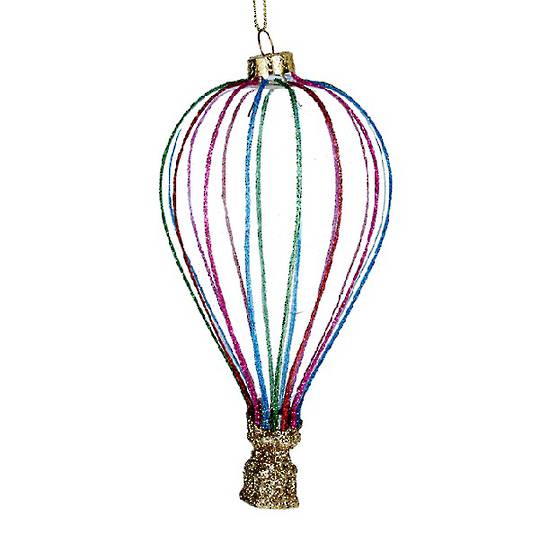 INDENT - Pack 12, Glass Air Balloon Clear, Colourful Strips 14cm