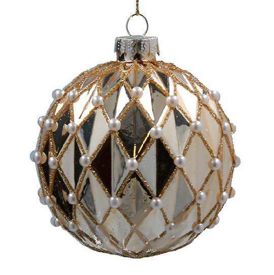 Glass Ball Glossy Gold, Harlequin 8cm