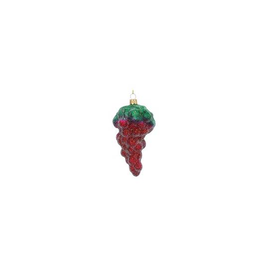 INDENT - Pack 3, Glass Beaded Grapes Red 13cm