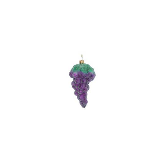 INDENT - Pack 3, Glass Beaded Grapes Purple 13cm