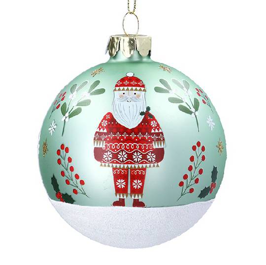Glass Ball Sage, Kinfolk Santa 8cm *ETA NOV