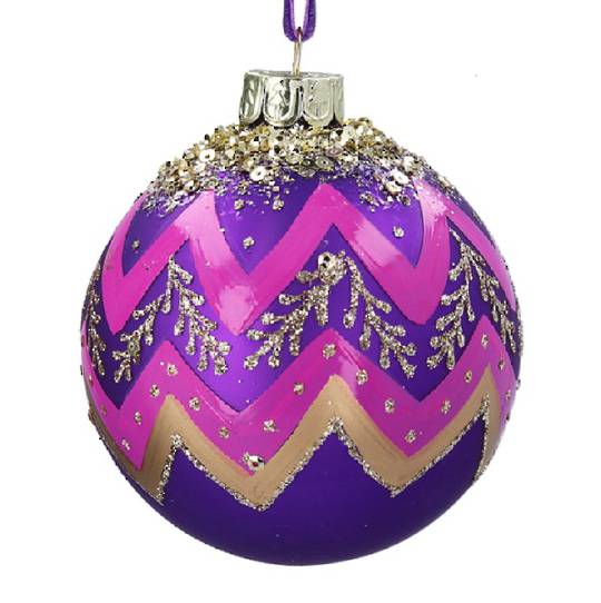 Glass Ball Purple, Fantasia Zig Zags 8cm *ETA Nov