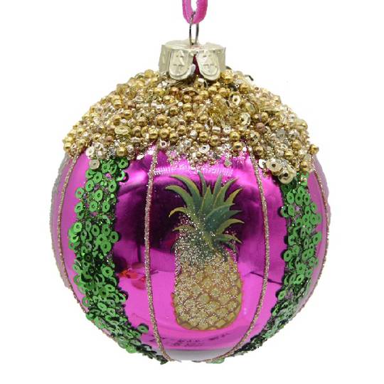 Glass Ball Pink, Fantasia Pineapple 8cm *ETA Nov