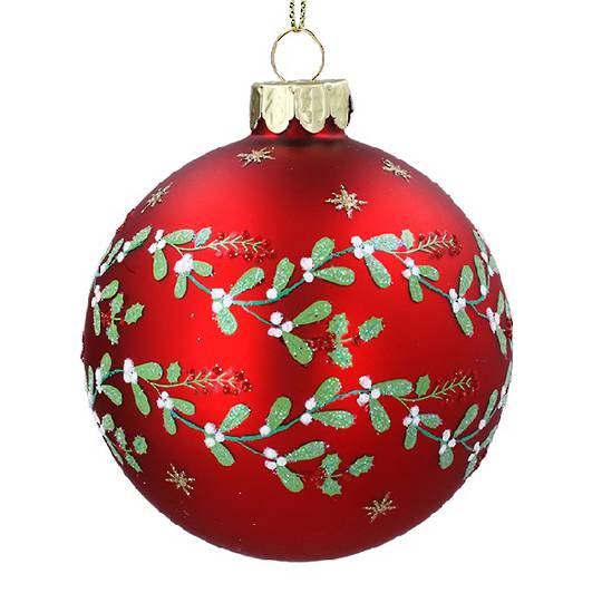 Glass Ball Red, Traditional Mistletoe Bands 8cm *ETA Nov