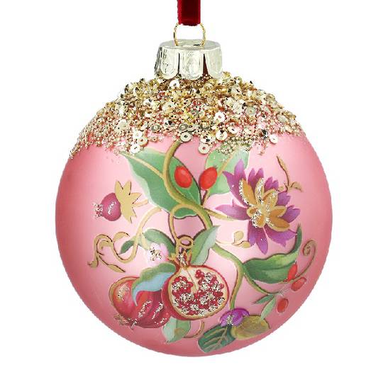 Glass Ball Gold Sequin Top, Dusky Pink Florabunda 8cm *ETA NOV