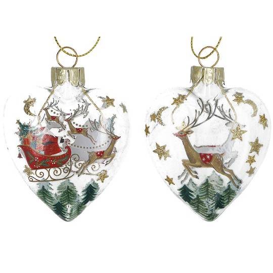 INDENT - Pack 12, Glass Heart Clear, Nostalgic 7cm