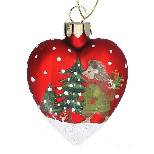 Glass Heart Matt Red, Plaid Hedgehog 7cm *ETA NOV