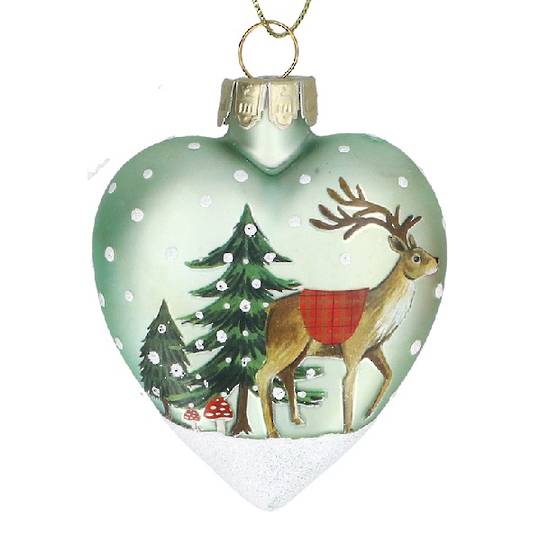 Glass Heart Sage Green, Plaid Stag 7cm *ETA NOV