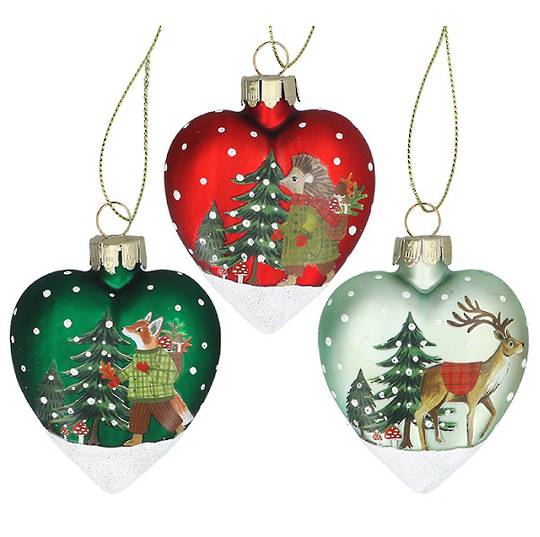 PRE-ORDER - Set 3, Glass Heart, Plaid Animals 7cm *ETA NOV