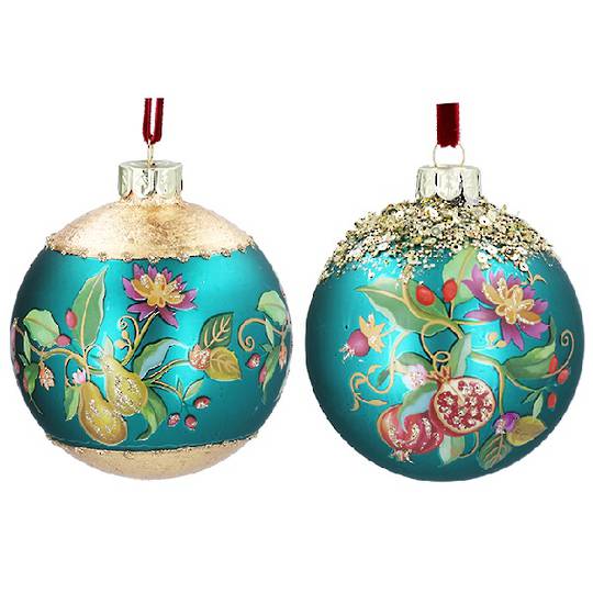 PRE-ORDER - Set 2, Glass Ball Vibrant Aqua, Florabunda 8cm *ETA NOV