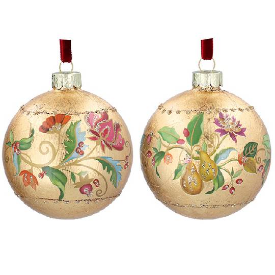 PRE-ORDER - Set 2, Glass Ball Gold, Florabunda 8cm *ETA NOV