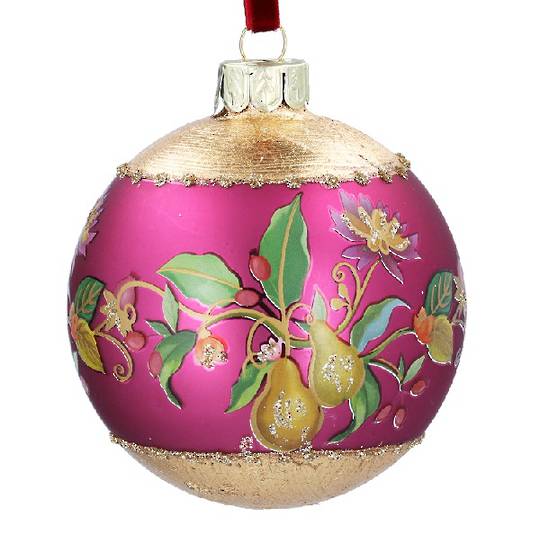 Glass Ball Fuchsia, Florabunda Pears 8cm *ETA NOV