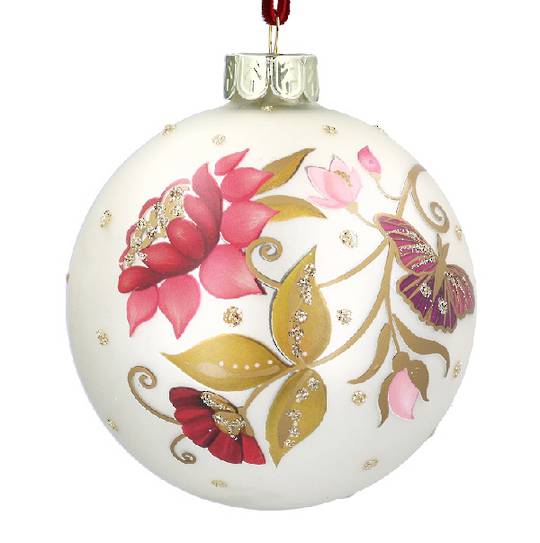 Glass Ball Pearl, Florabunda Floral 8cm *ETA NOV