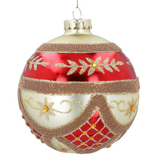 INDENT - Glass Ball Large Gold, Classic Regal Red & Gold 10cm