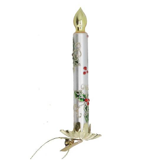 Glass Clip, White Candle 14cm *ETA Nov
