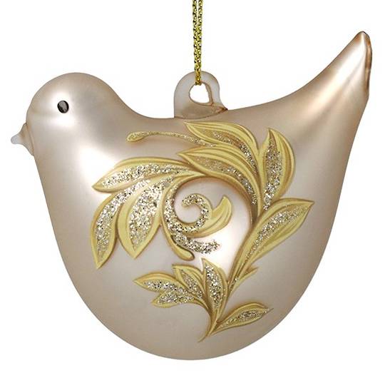 Glass Bird Gold, Rococo Flora 7cm