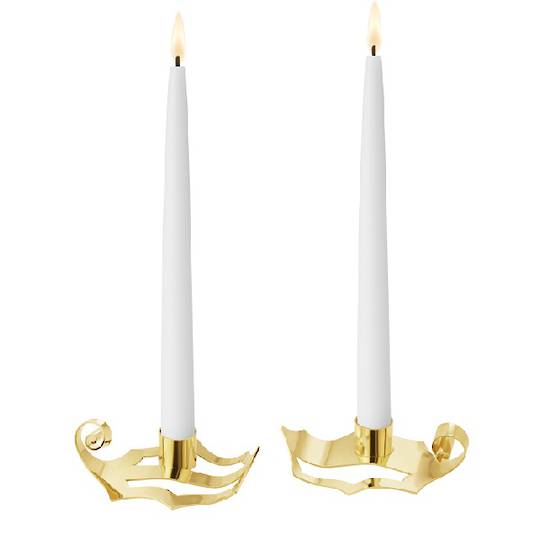 INDENT - Georg Jensen Annual Taper Holly Leaf Candle Holders Set 2, 2026