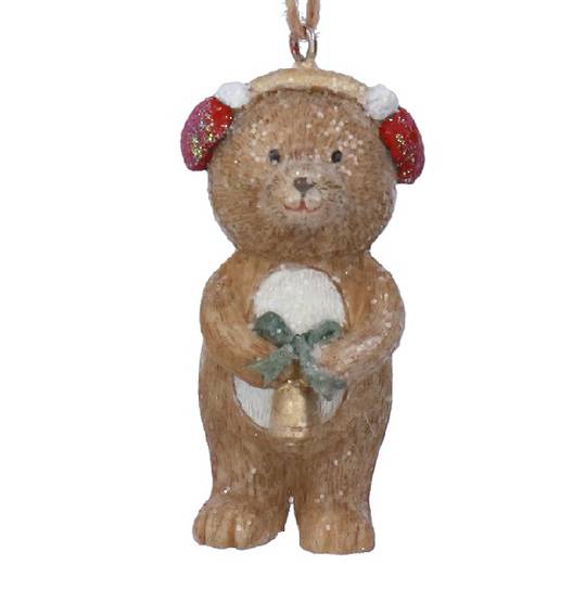 Mini Resin Xmas Teddy Bear, Earmuffs 4cm *ETA Nov