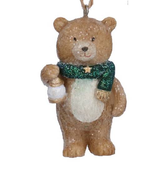 Mini Resin Xmas Teddy Bear, Scarf 4cm *ETA Nov
