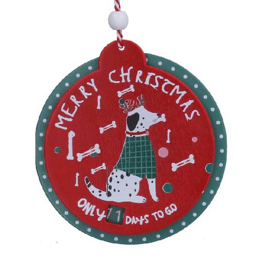 Wood Dalmatian Dog Advent Disc, Red 10cm *ETA Nov