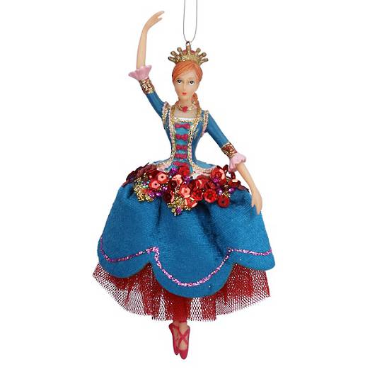 Resin Nutcracker Ballerina Princess, Blue Velvet Skirt 19cm *ETA Nov