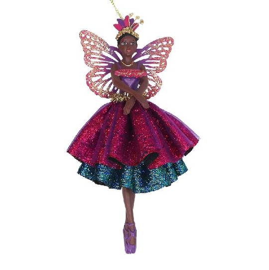 Resin Tan Fairy with Crown, Fuchsia Skirt 16cm *ETA Nov