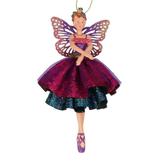 Resin Fairy with Crown, Fuchsia Layered Skirt 17cm *ETA Nov