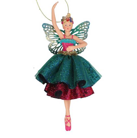 Resin Fairy with Crown, Teal Layered Skirt 17cm *ETA Nov
