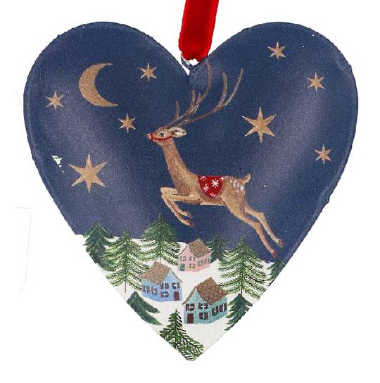 Tin Heart Blue, Nostalgic Reindeer 12cm *ETA Nov