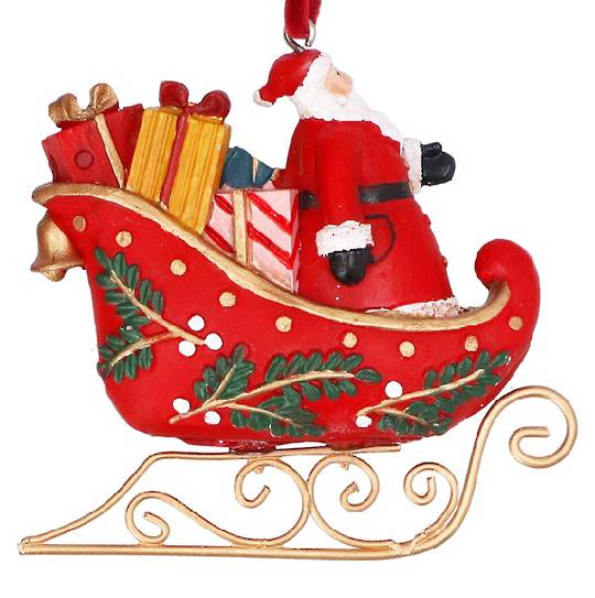 Resin Nostalgic Santa Sleigh, Red 8cm *ETA Nov
