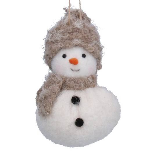 Fabric Snowman Beige Hat & Scarf 10cm *ETA Nov