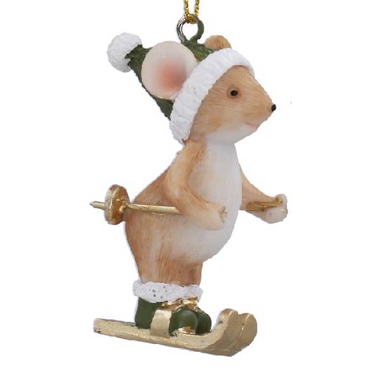 Mini Resin Xmas Mouse, Skiing 4cm *ETA Nov