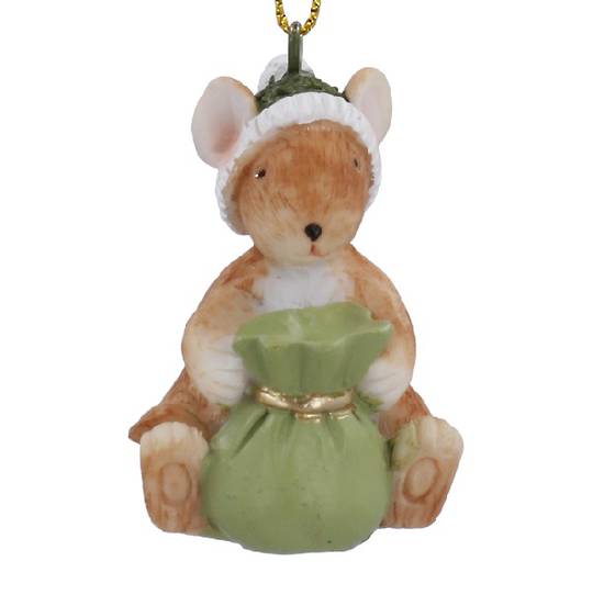 Mini Resin Xmas Mouse, Gift Sack 4cm *ETA Nov