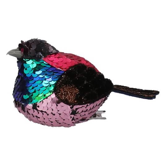 BirdClip Multi Colour Sequin, Pink Tummy 13cm *ETA Nov