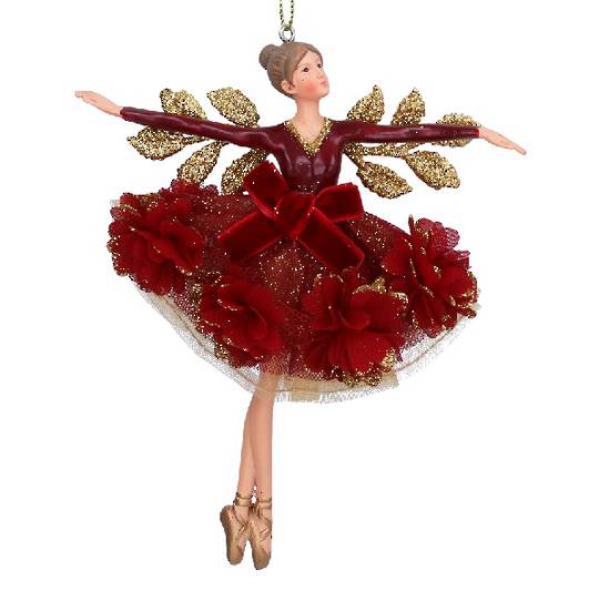 Resin Fabric Floral Burgundy Fairy, Arms Out 15cm *ETA Nov