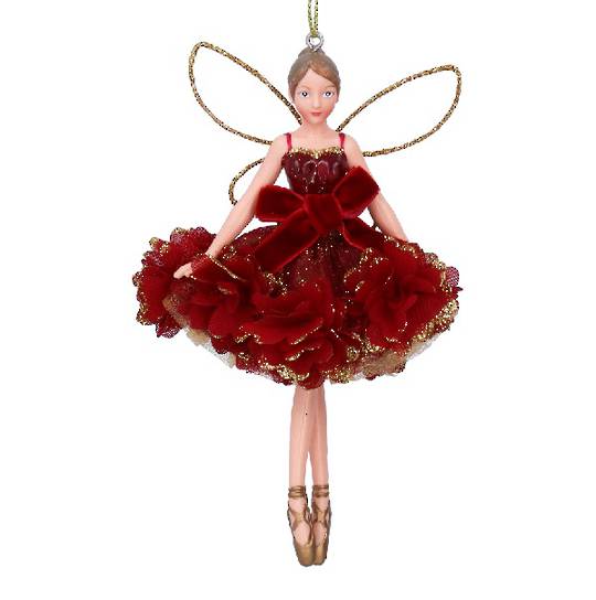 Resin Fabric Floral Burgundy Fairy, Arms Down 15cm *ETA Nov