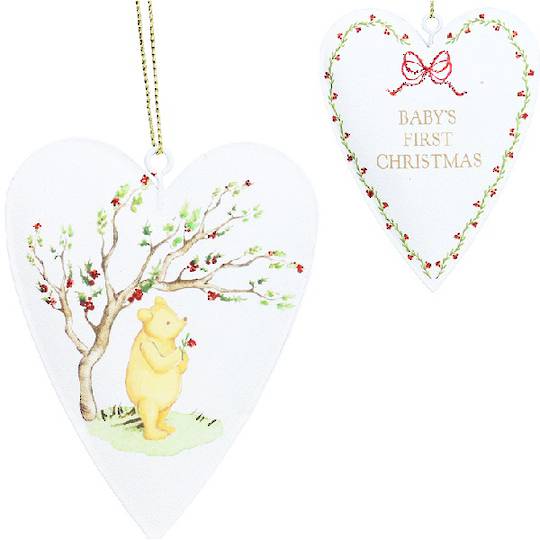 Tin Heart Cream, Winnie-The-Pooh "Baby's 1st Xmas" 9cm *ETA Nov