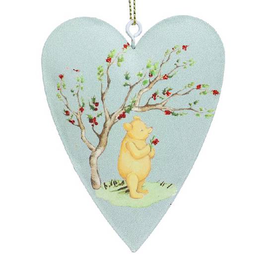 Tin Heart Teal, Winnie-The-Pooh (& Tigger on Back) 10cm *ETA Nov