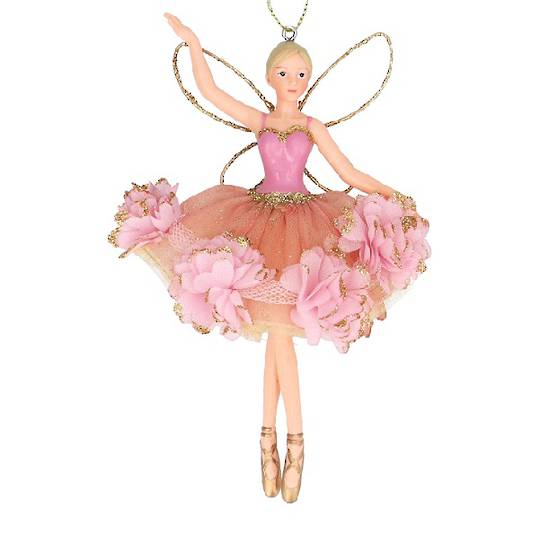 Resin Fabric Floral Pink Skirt Fairy, Arm Up 15cm *ETA Nov