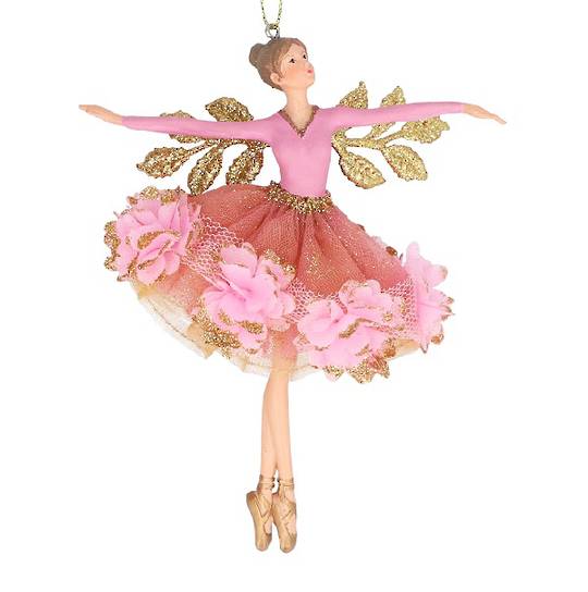 Resin Fabric Floral Pink Skirt Fairy, Arms Out 15cm *ETA Nov