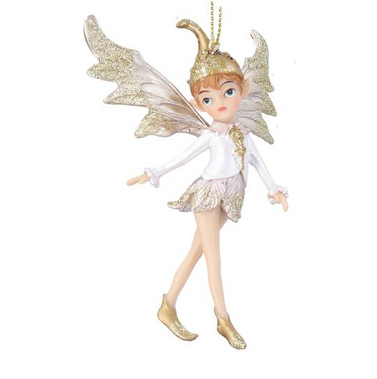 Resin Pixie Walking, Cream & Gold 9cm *ETA Nov