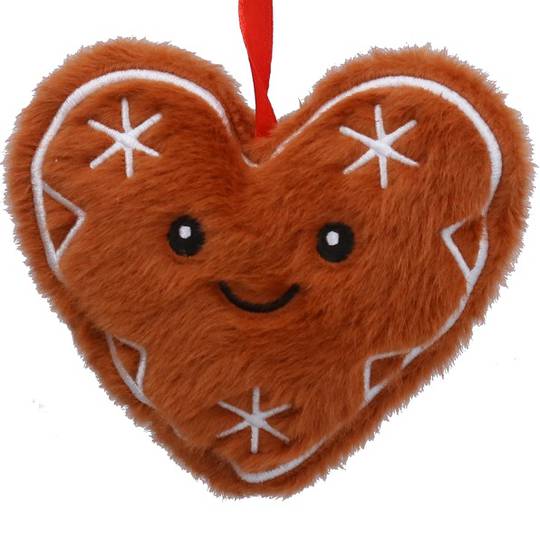 Fabric Plush Happy Heart, Gingerbread 12cm *ETA Nov