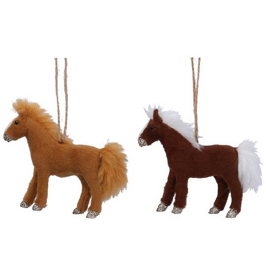 INDENT - Pack 6, Faux Fur Horse 11cm