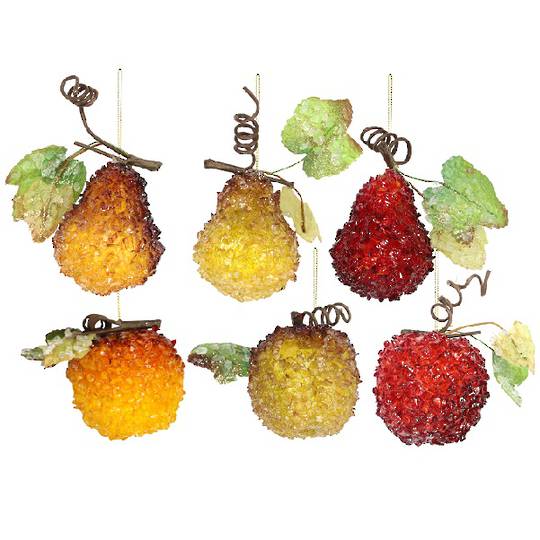 INDENT - Pack 24, Glass Chip Beaded Fruit 7cm